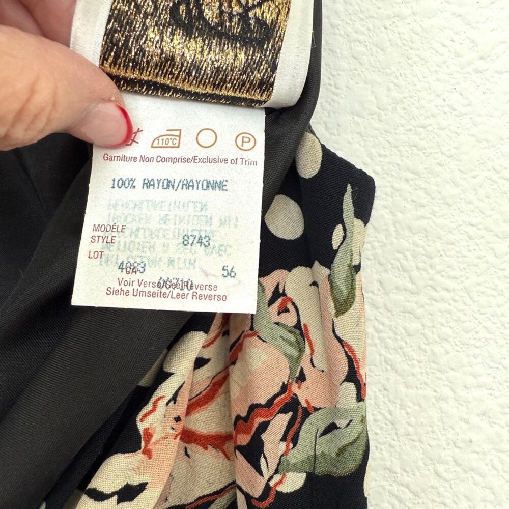 Joseph Ribkoff Polka Dot Floral Maxi Dress Tie Back Sleeveless Rayon Size 10 - Picture 6 of 6